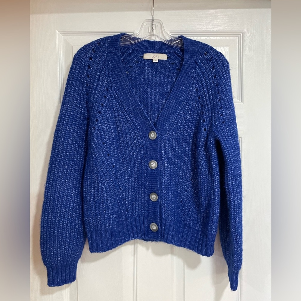 LOFT Women's Royal Blue Cardigan Sweater